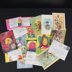 Vintage greeting Cards LOT ephemera Used 1970's GREAT Graphics Scrapbooking